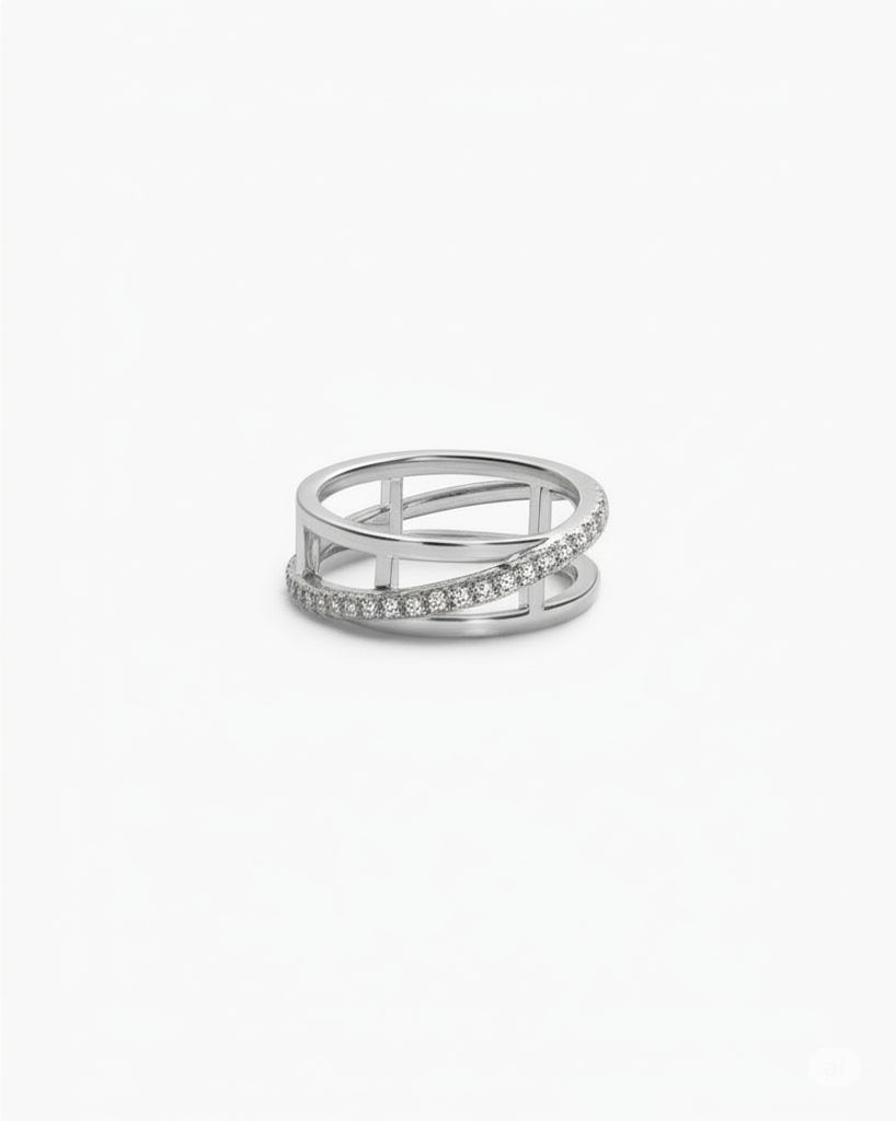 Crystal Halo Ring - Silver