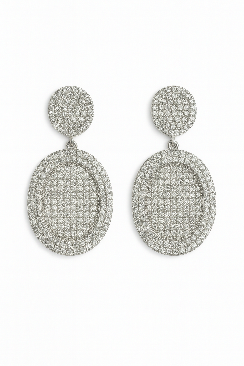 Luxe Pave Earrings - Silver