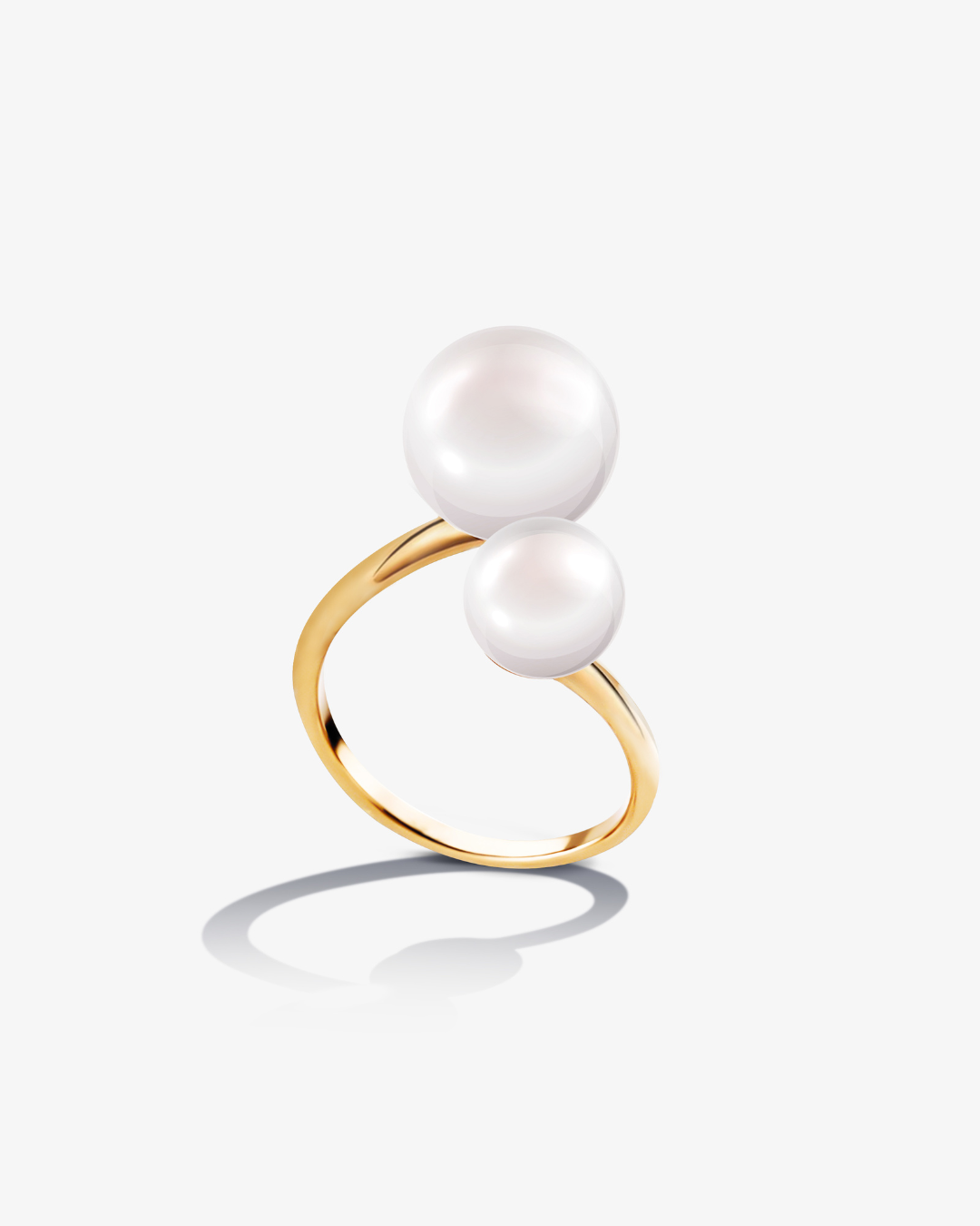 Double Pearl Ring Gold