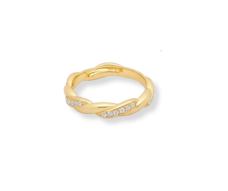 Crystal Twist Ring Gold