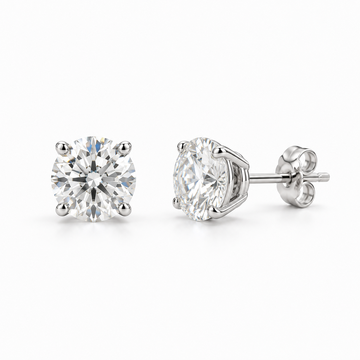 Fine Crystal Stud Earrings: Tennis Solitaire - Silver