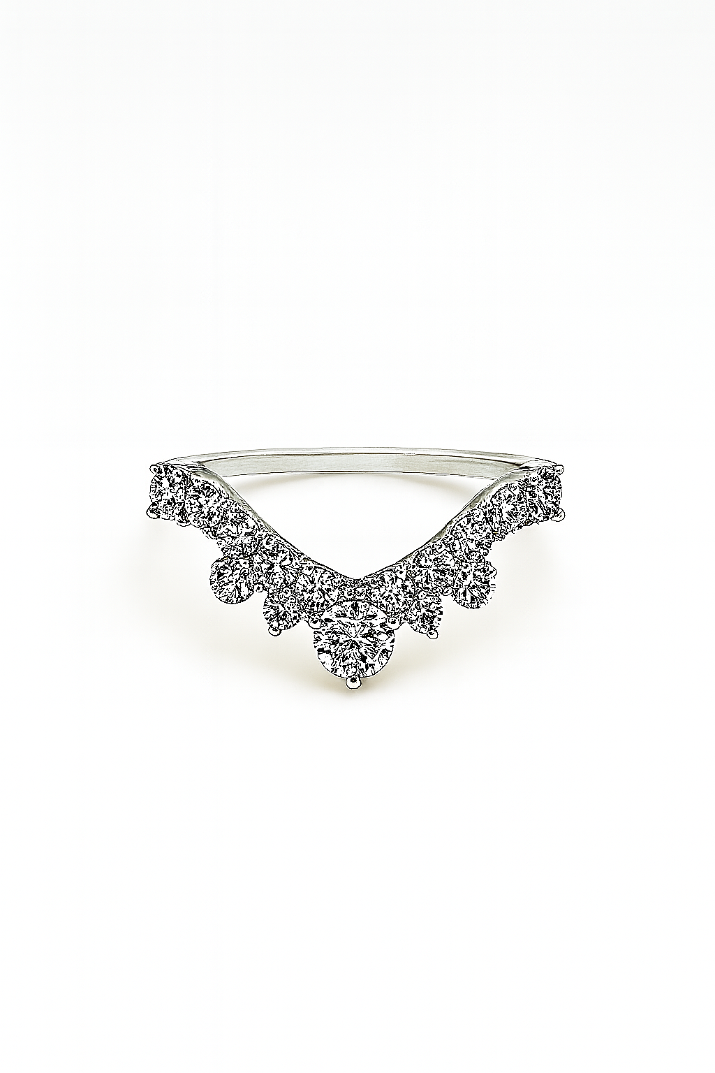 Curved Crystal Ring Silver