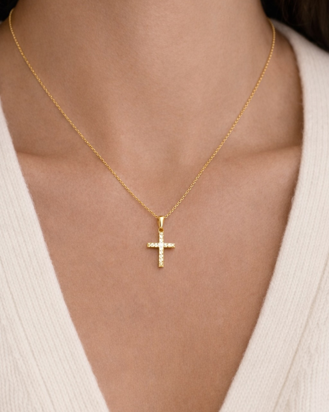 Dainty Cross Necklace - Gold