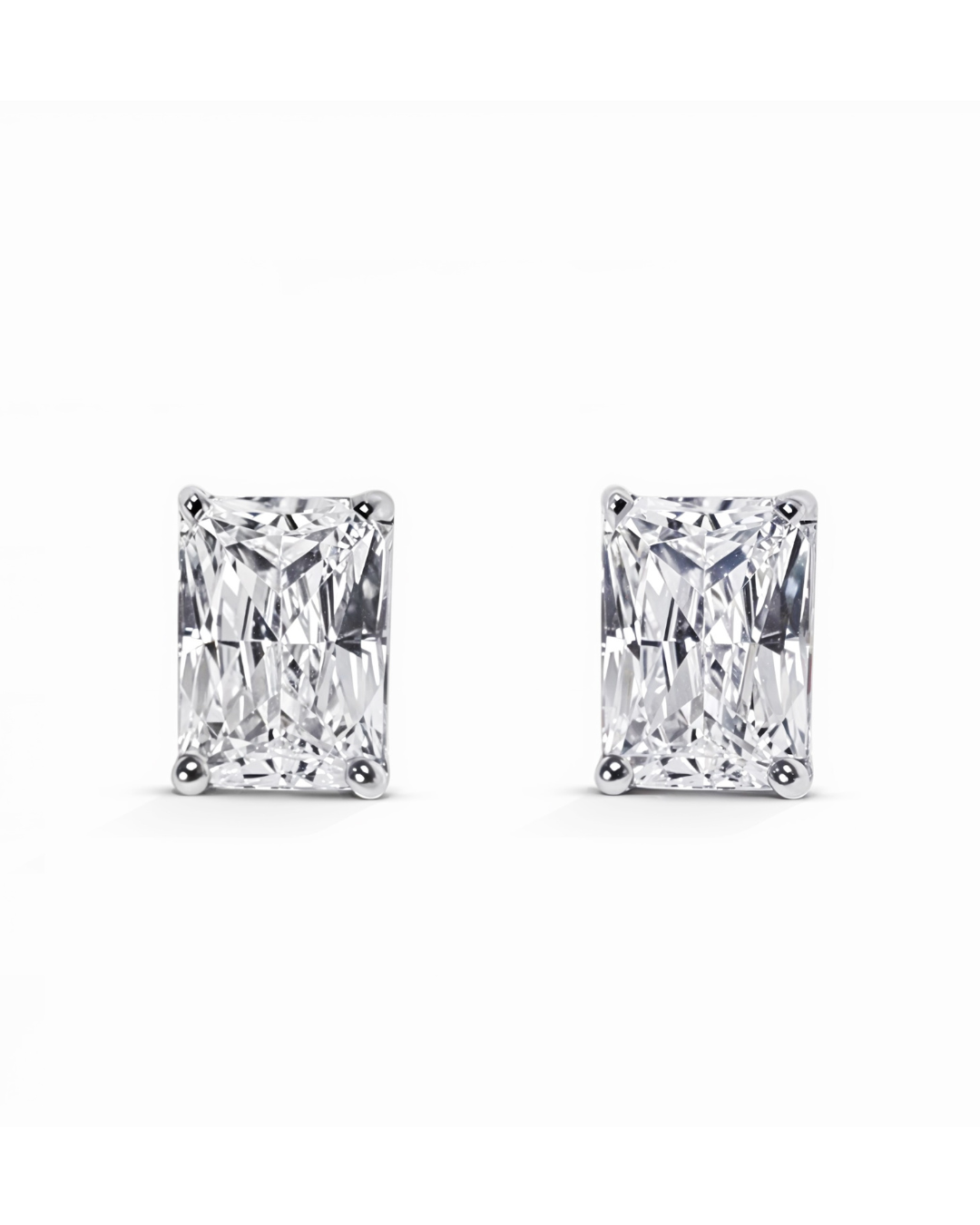 Rectangle Crystal Studs Silver