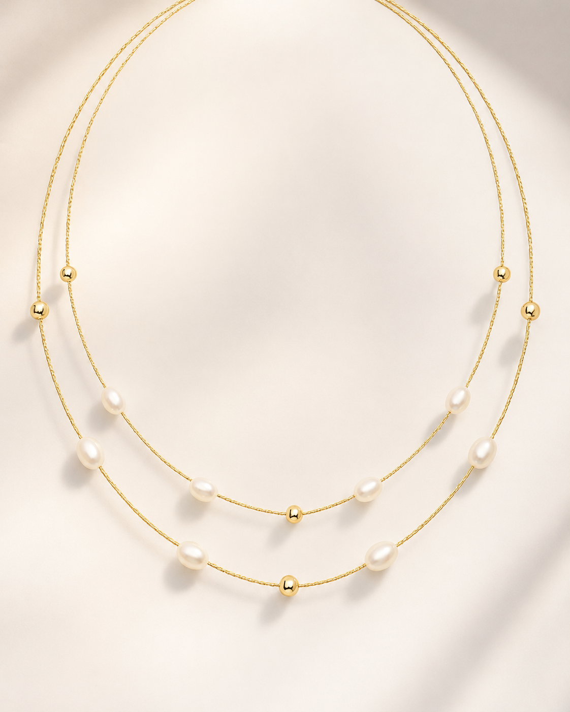 Double Layered Dainty Pearl Necklace