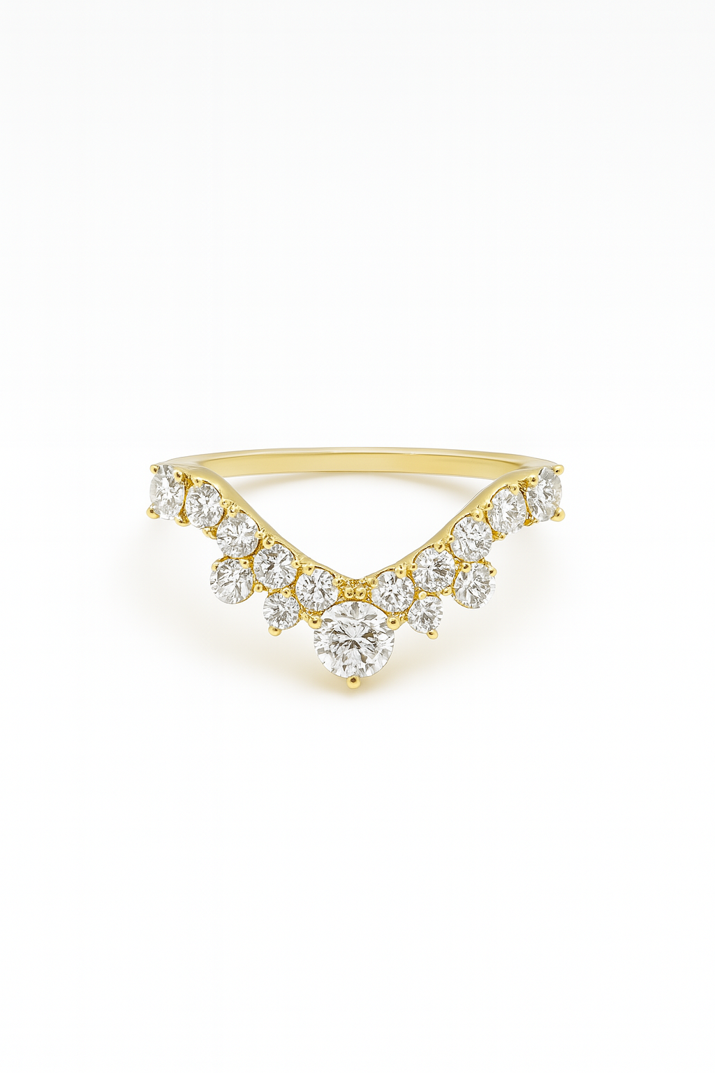 Curved Crystal Ring Gold