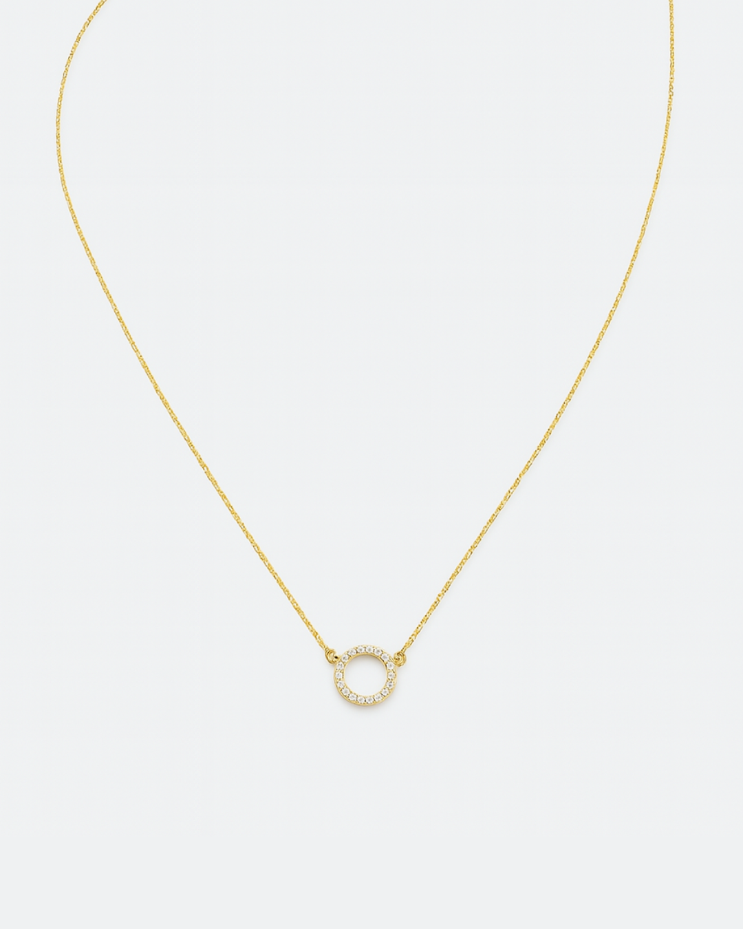Crystal Circle Necklace Gold