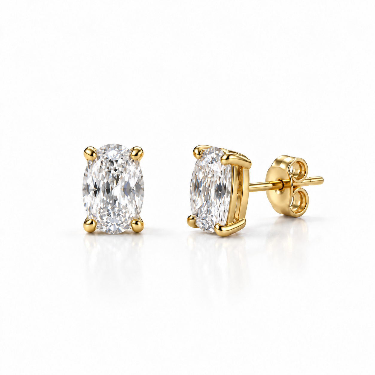 Fine Crystal Stud Earrings: Oval - Gold