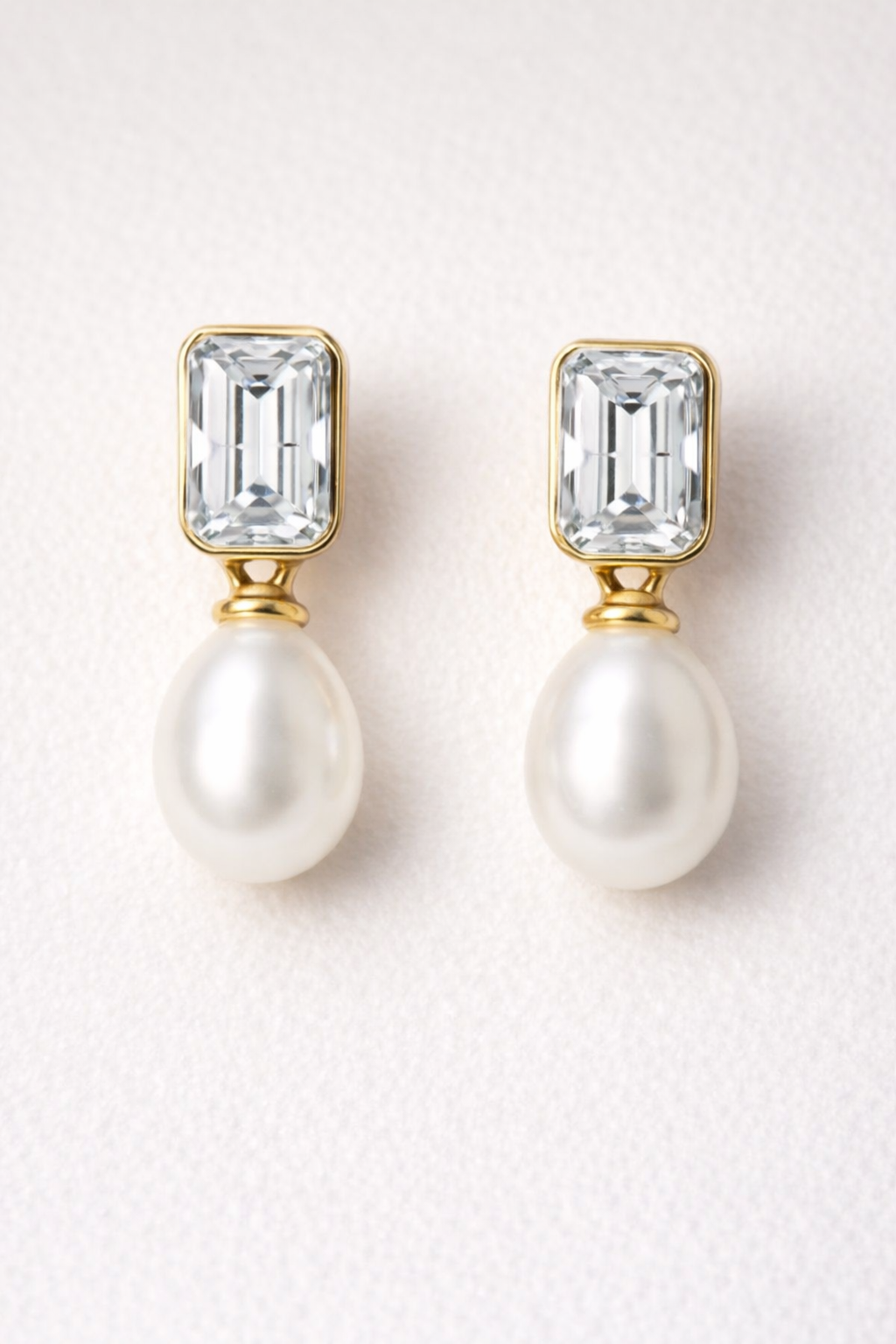 Crystal & Pearl Drop Earrings Gold