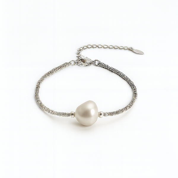 ◇HYERES LOR◇ H Edition Silver (Y) White Pearl Bead Bracele John Hardy Surf Bracelet with Pearls - BU900936XUM