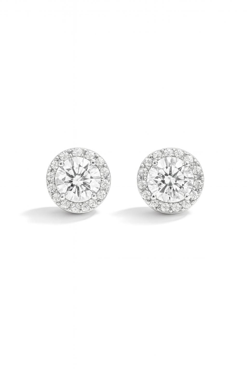 Halo Crystal Studs Silver