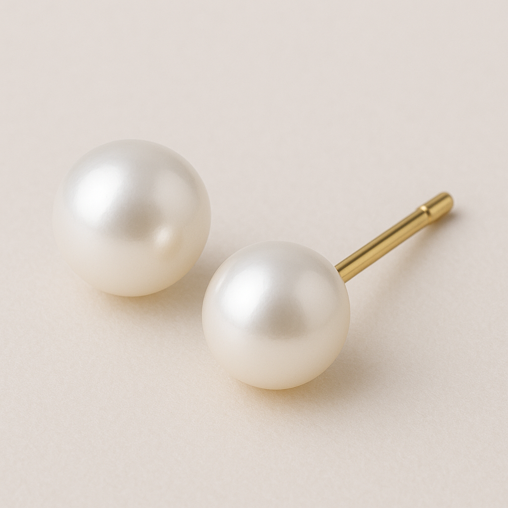Fine Pearl Stud Earrings Gold