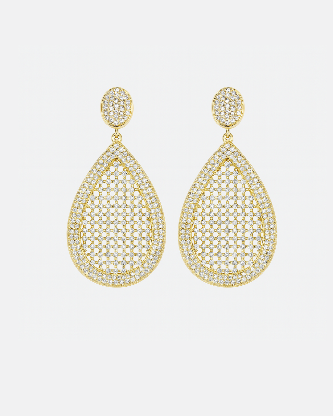 Teardrop Pave Earrings - Gold