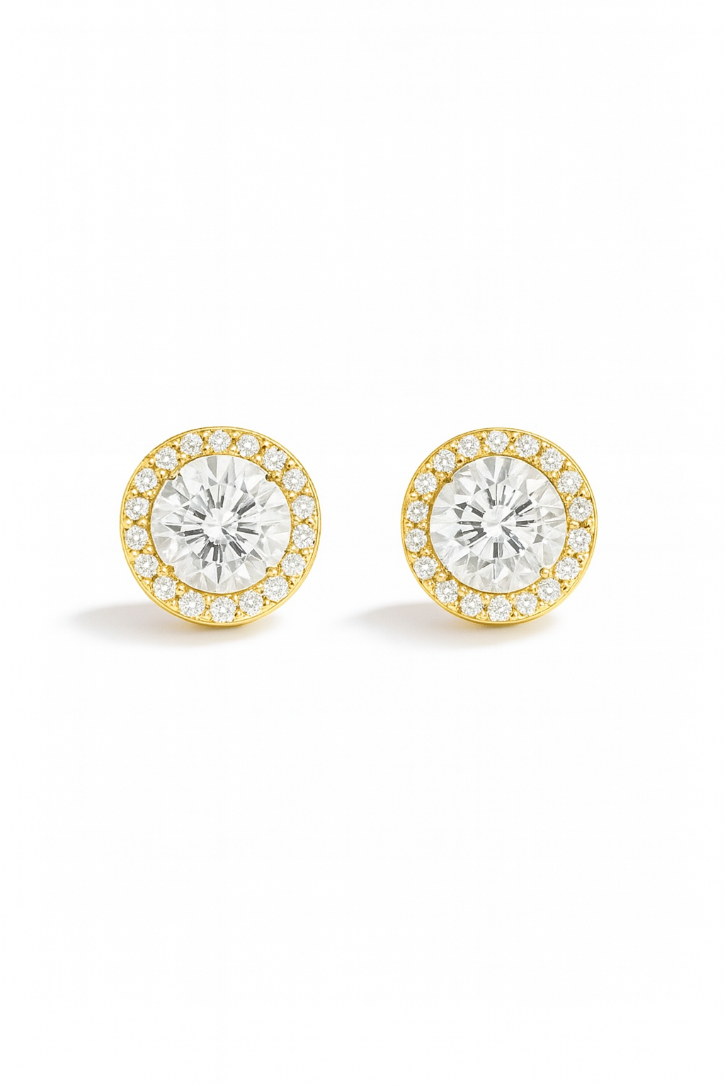 Halo Crystal Studs Gold