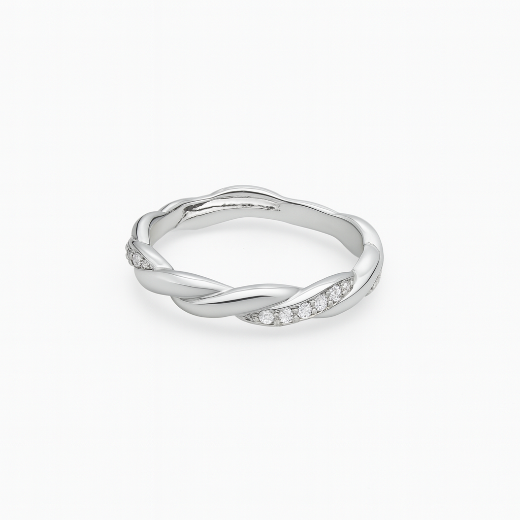 Crystal Twist Ring Silver