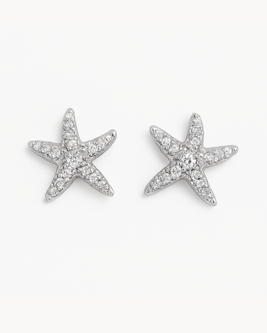 Starfish Crystal Studs Silver