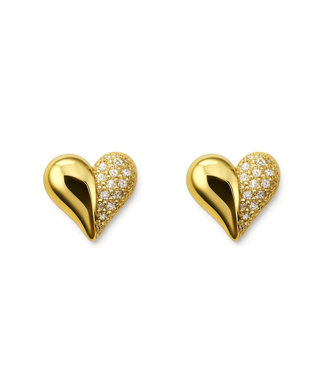Heart Crystal Studs Gold