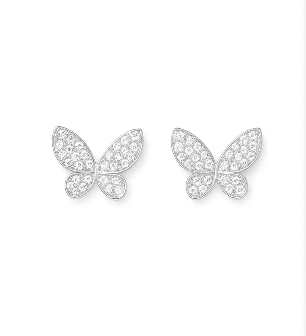 Butterfly Crystal Studs Silver