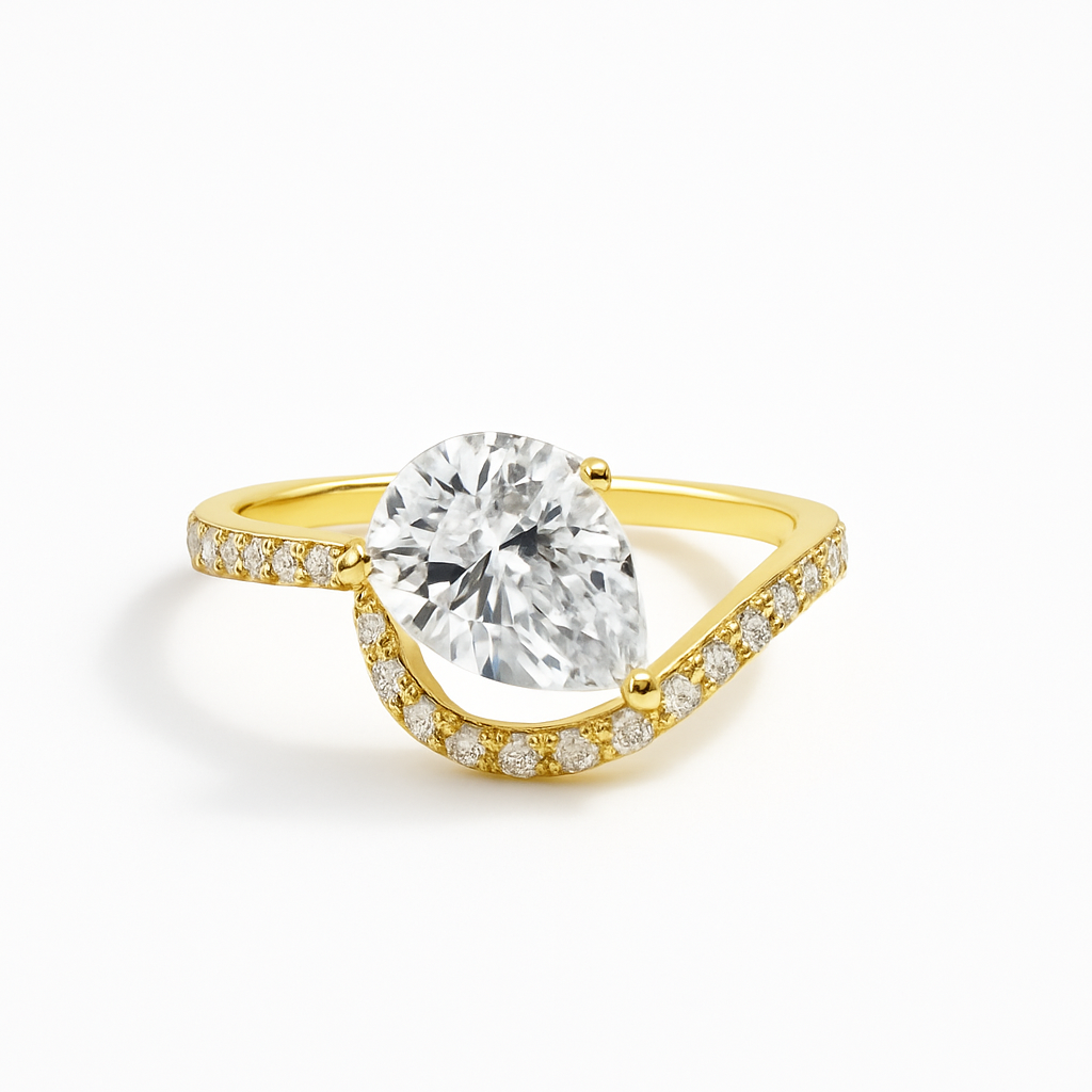 Statement Stone Crystal Ring - Gold