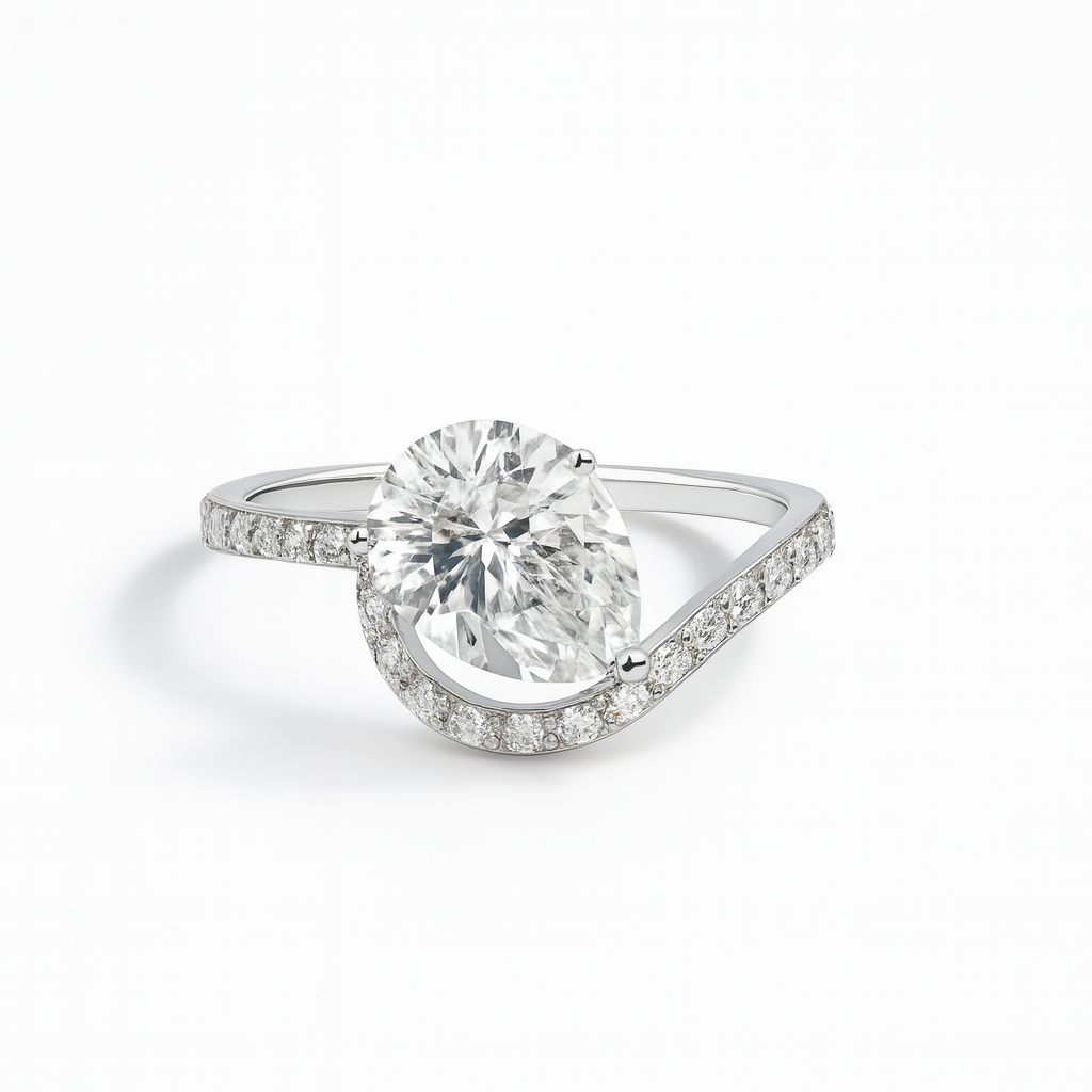 Statement Stone Crystal Ring - Silver