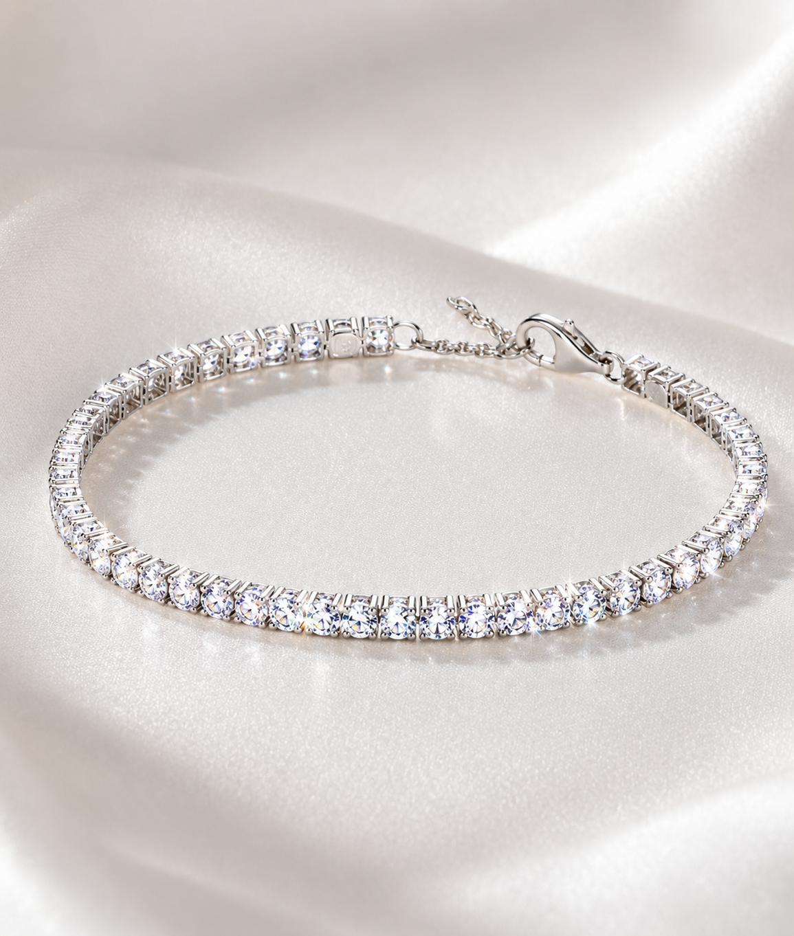 Dainty Crystal Tennis Bracelet Silver