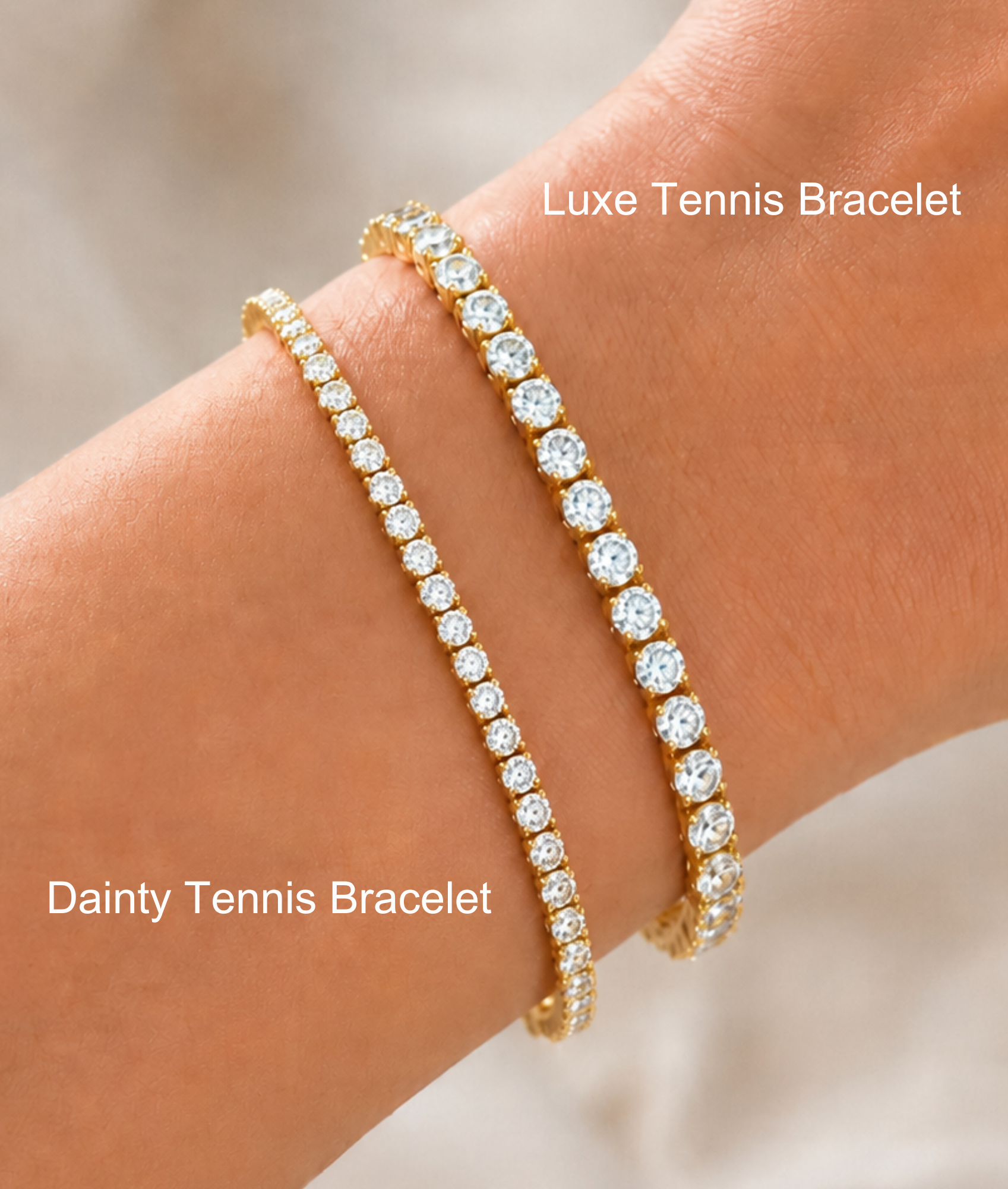 Dainty Crystal Tennis Bracelet Gold