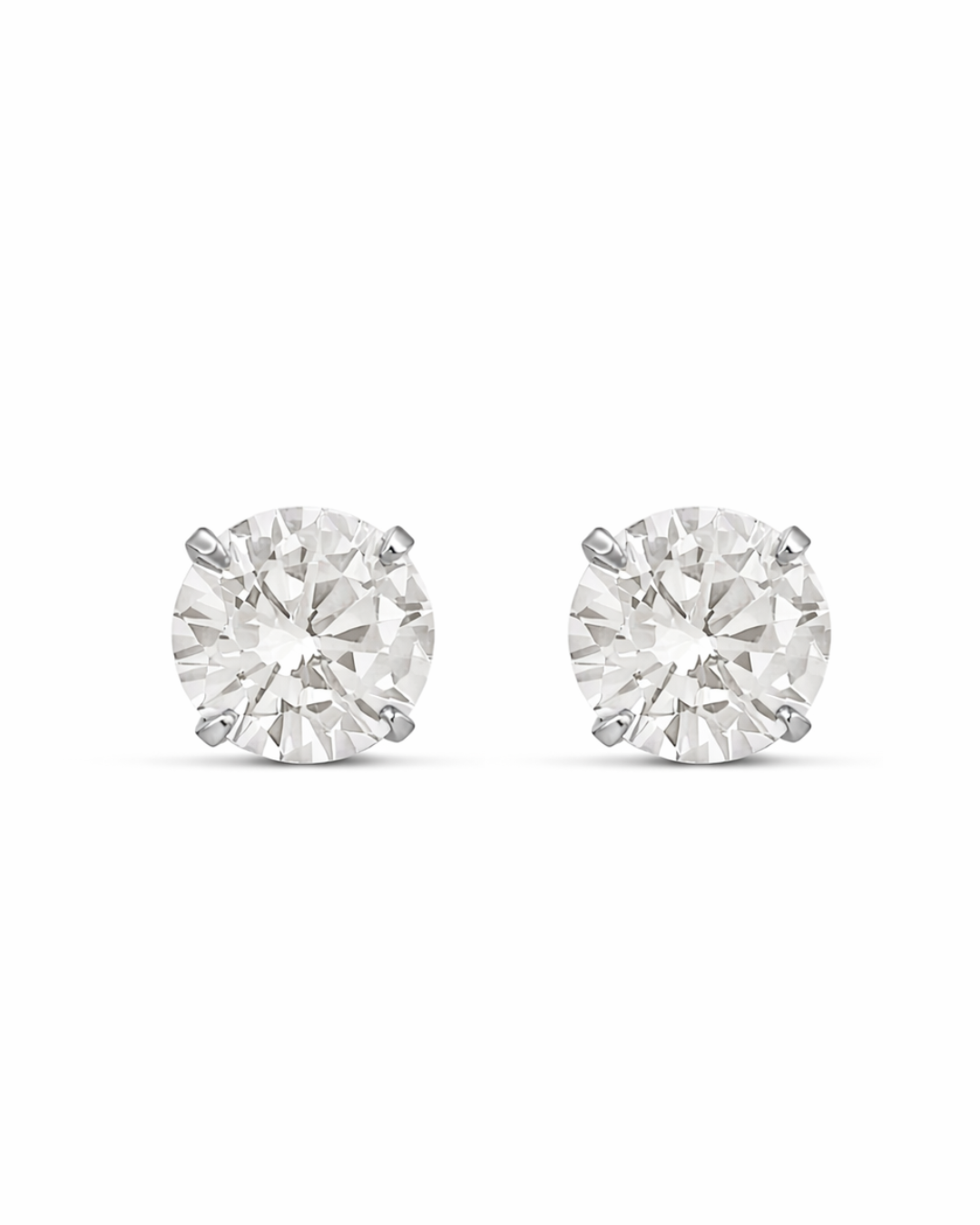 Fine Crystal Stud Earrings Silver
