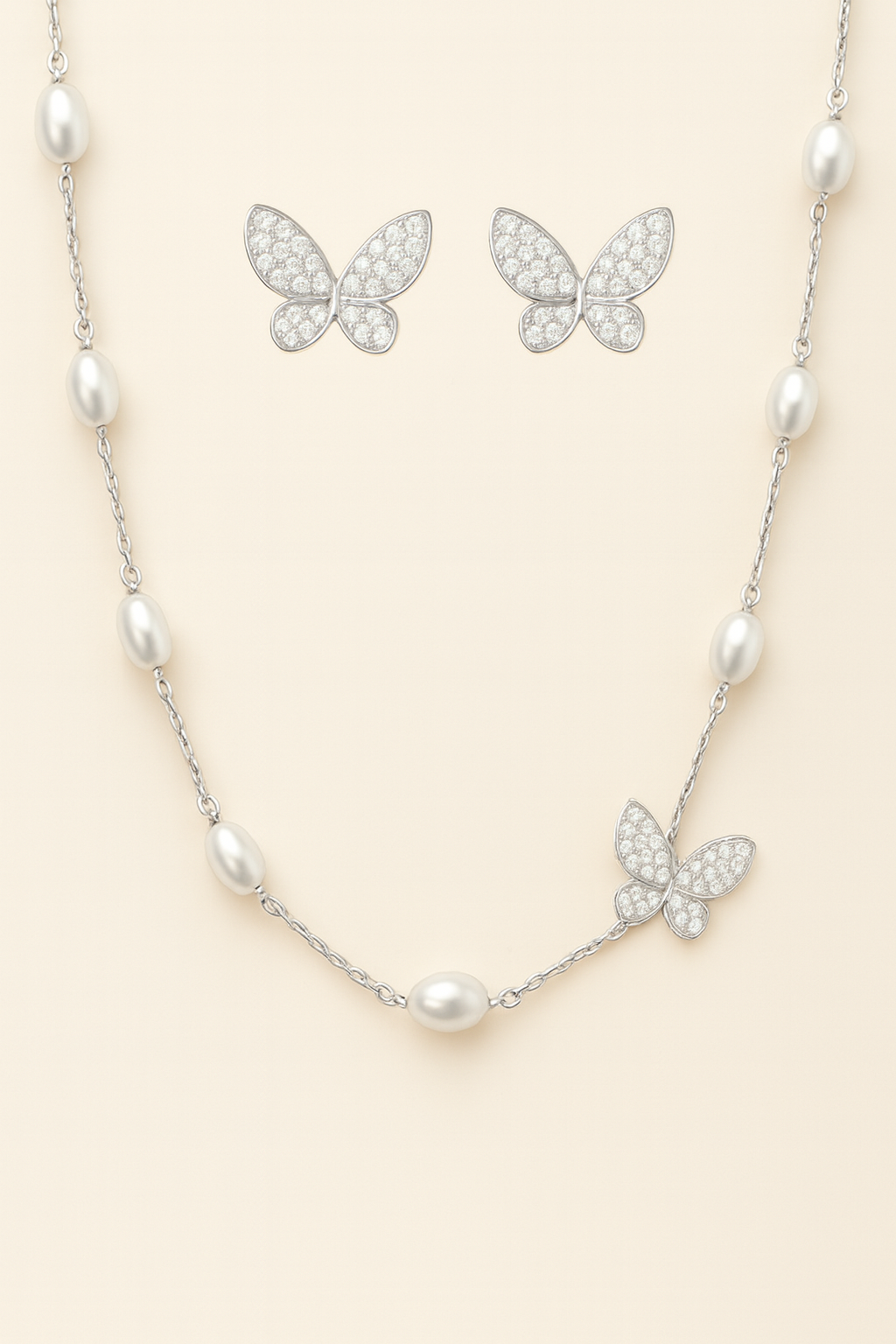 Dainty Duo - Silver Butterfly Necklace & Earrings