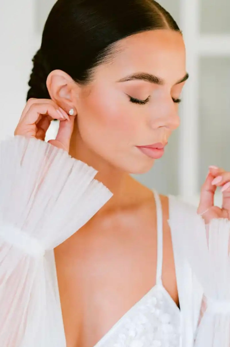 Oval Crystal Studs Gold