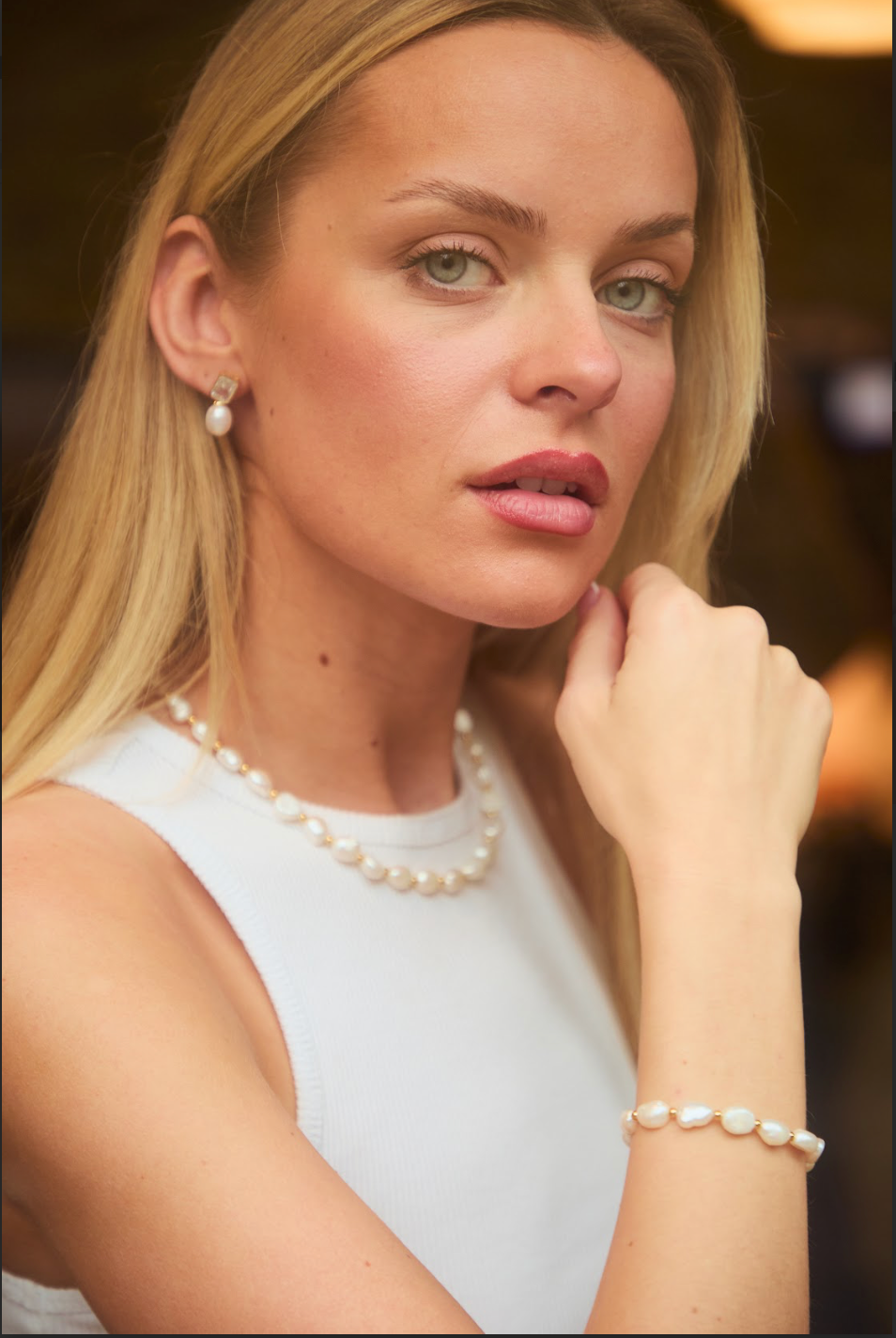 Crystal & Pearl Drop Earrings Gold