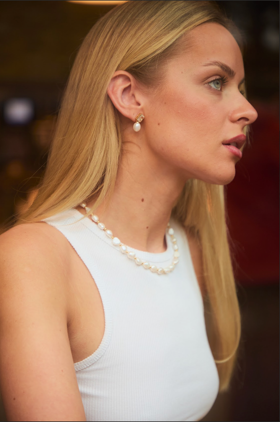 Crystal & Pearl Drop Earrings Gold