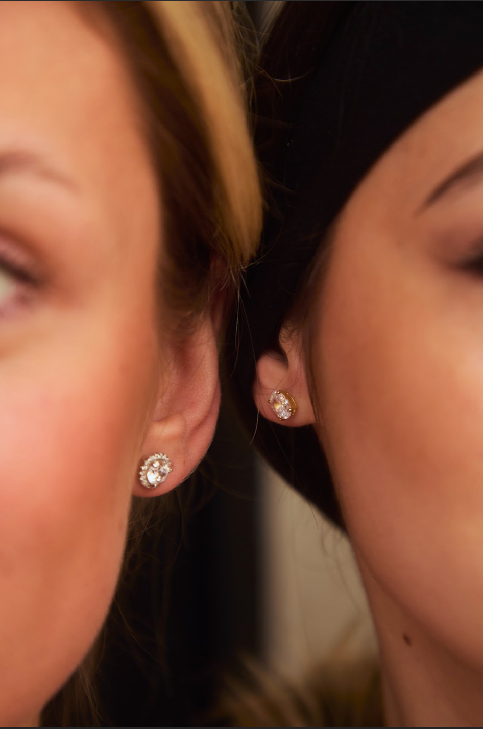 Halo Crystal Studs Gold